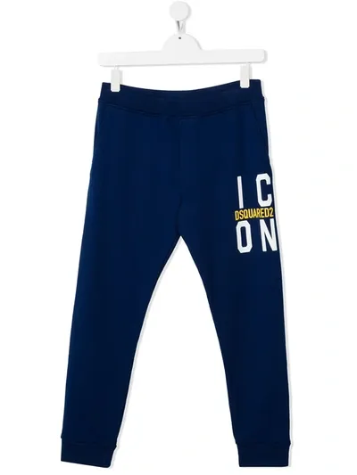 Dsquared2 Teen Icon-print Track Pants In Blue