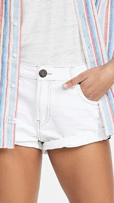 One Teaspoon White Beauty Bandits Low Waist Denim Shorts