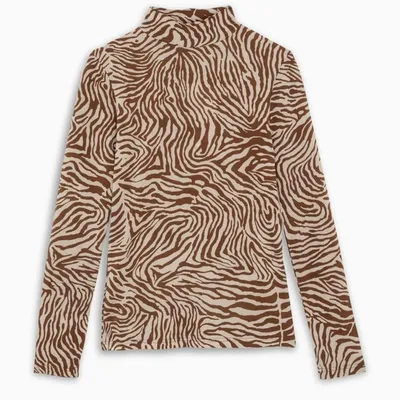 Samsã¸e Samsã¸e Brown Zebra Pattern Elsi Top In Beige