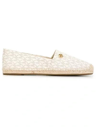 Michael Michael Kors Logo-print Faux Leather Espadrilles In Natural