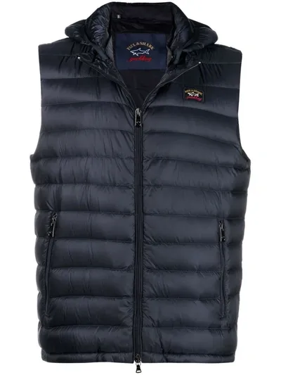 Paul & Shark Detachable-hood Ultralight Vest In Blue