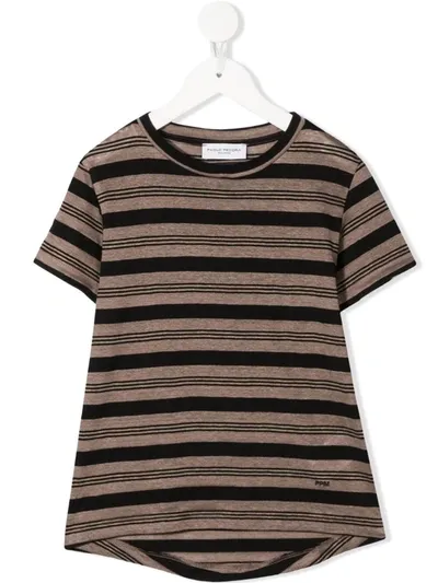 Paolo Pecora Teen Stripe-pattern Cotton T-shirt In Black