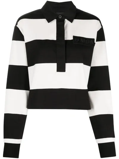 P.e Nation Groundswell Stripe-pattern Polo Top In Black