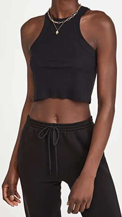 Wsly Rivington Ribbed Cropped Tank In Black