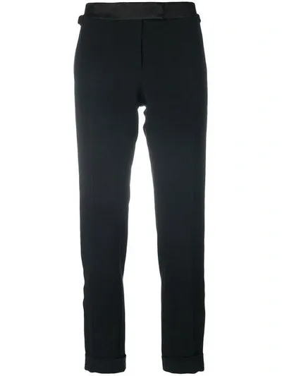 Tom Ford Satin Waistband Trousers In Black