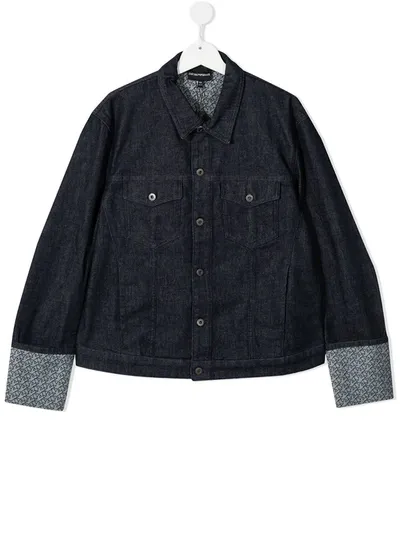 Emporio Armani Kids' Logo-print Denim Jacket In Blue