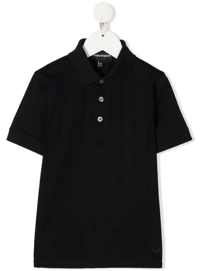 Emporio Armani Kids' Ribbed Polo Shirt In Blue