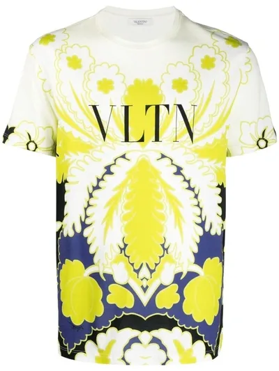 Valentino Multicolour Printed Vltn T-shirt In Cloud/multicolor