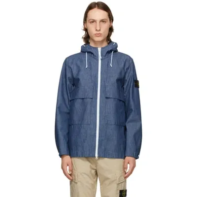 Stone Island Blue Denim Mac Chambray 3l Jacket