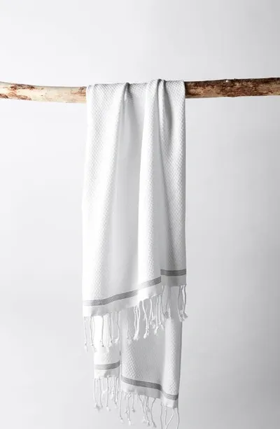 Coyuchi Mediterranean Bath 6-piece Organic Cotton Towel Set In Alpine White W/slate