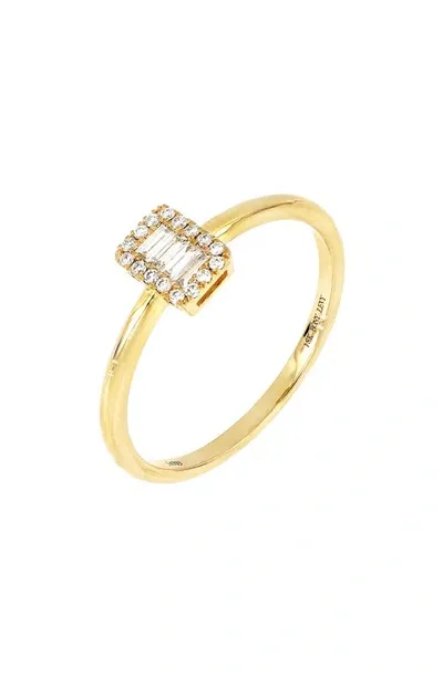 Bony Levy Getty Diamond Baguette Halo Ring In Yellow Gold