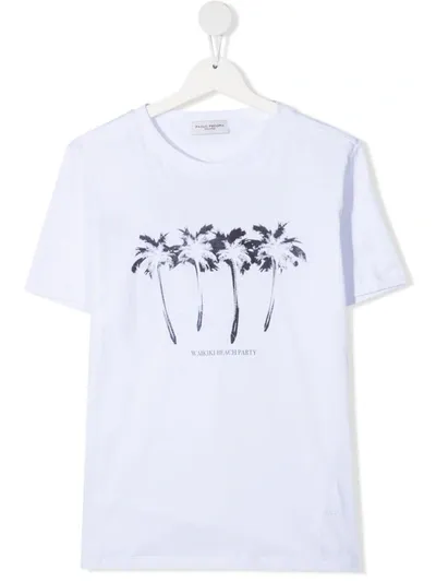 Paolo Pecora Teen Palm Tree-print T-shirt In White