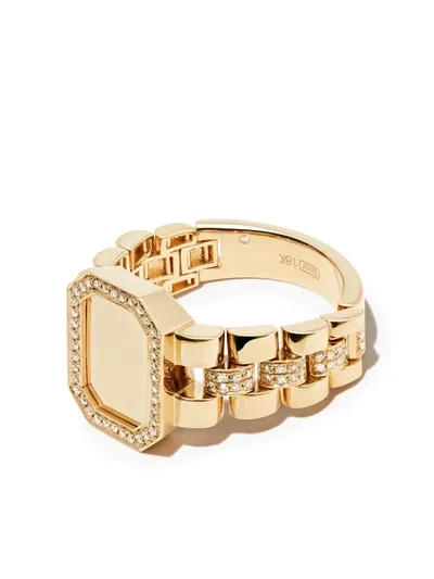 Shay 18k Yellow Gold Rail Link Diamond Signet Ring