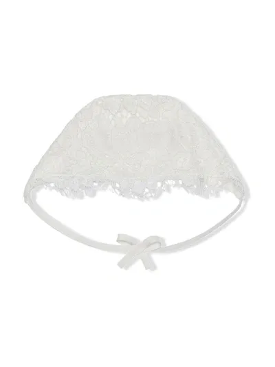 Dolce & Gabbana Babies' Lace-embroidered Silk Hat In White