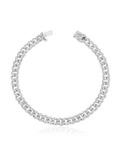 Shay 18kt White Gold Mini Flat Pave Diamond Bracelet In Silver