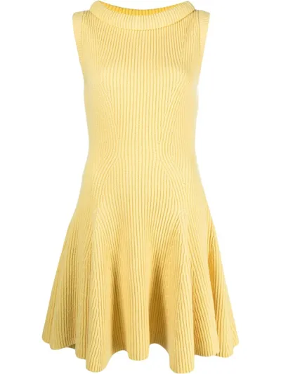 Alexander Mcqueen Knitted Skater Dress In Beige