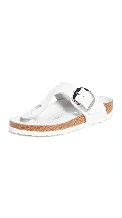 Birkenstock Gizeh Big Buckle Smooth Leather Sandals In White