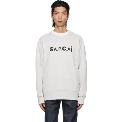 Apc Sacai Molleton Logo Crewneck Sweatshirt In Plb Hthrgry