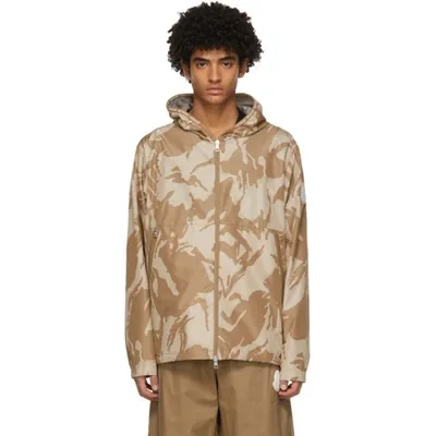 Moncler Beige Camo Chardon Jacket In Brown