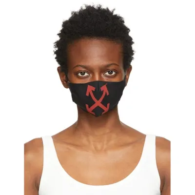 Off-white Black & Red Arrows Simple Mask In Black Red