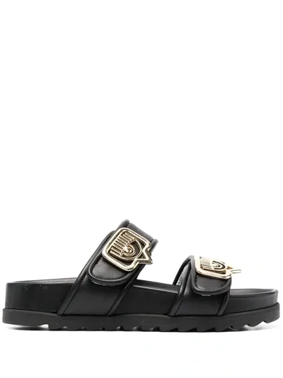 Chiara Ferragni Double Strap Sandals In Black