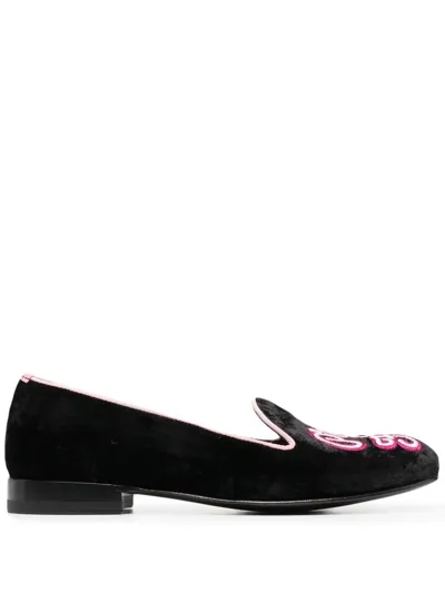 Scarosso Brian Atwood Lady Nolita Slippers In Black - Velvet