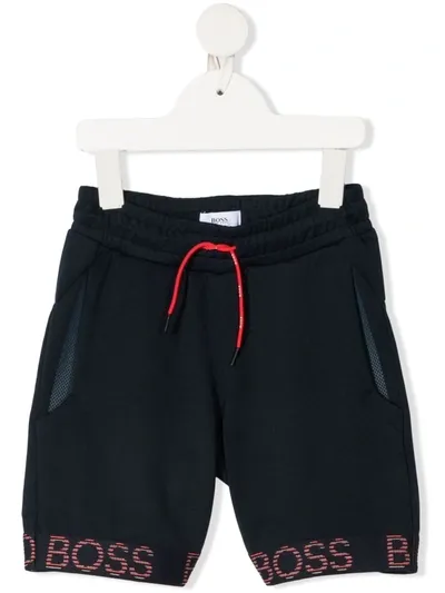 Bosswear Kids' Logo-band Drawstring Shorts In 黑色