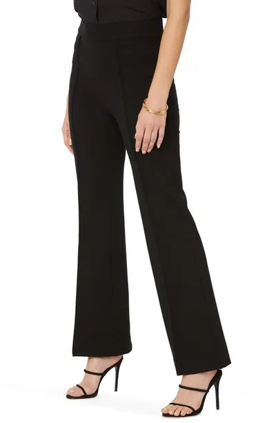 Nydj Solid Pull-on Flare-leg Seamed Pants In Jet Black