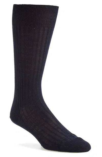 Pantherella Mid-calf Stretch-lisle Dress Socks In Blue