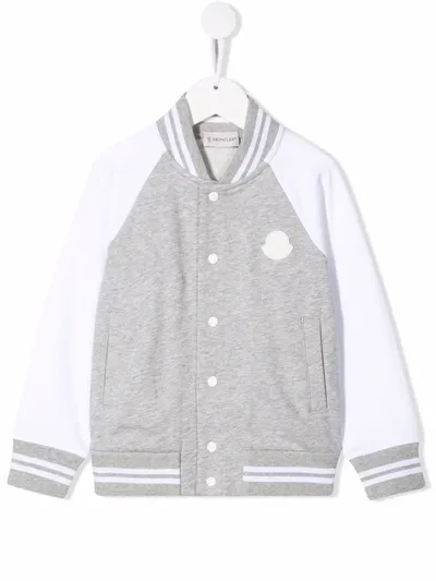 Moncler Logo-patch Cotton Bomber Jacket In Grey