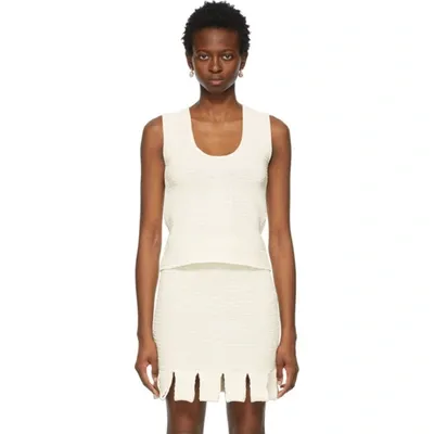 Bottega Veneta Beige Mesh Tank Top In 2945 String