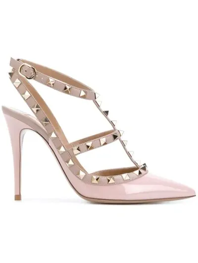 Valentino Garavani Studded T-strap Pumps In Pink