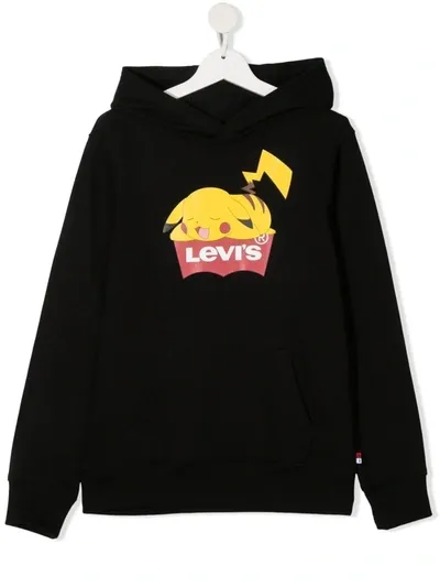 Levi's Kids' Pokémon-motif Cotton Hoodie In Black