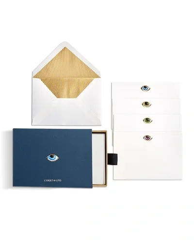 L'objet Lito Set-of-twelve Stationary Box In Blue, Gold, White