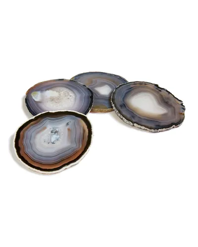 Anna New York Pedra Gemstone Coasters, Set Of 4 In Smoke