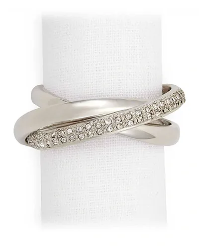 L'objet Platinum Plate & Crystal Napkin Ring, Set Of 4