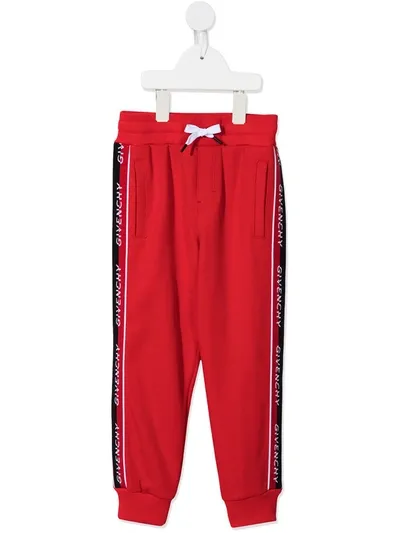 Givenchy Boy's Logo-tape Drawstring Jogger Pants In Red