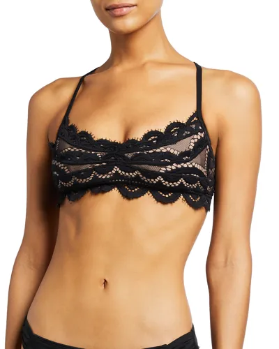 Pq Swim Midnight Lace Bralette Bikini Top In Black