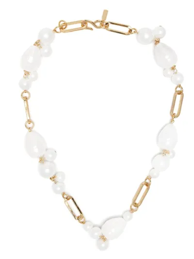 Kenneth Jay Lane Simulated-pearl Cluster Necklace In Gold Pearl