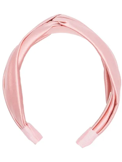 Jennifer Behr Twisted Silk Satin Headband In Dusty Rose