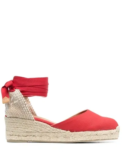 Castaã±er 30mm Carina Canvas Espadrille Wedges In Red