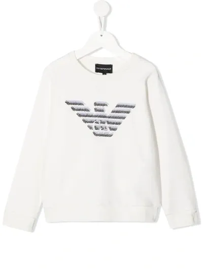 Emporio Armani Kids' Logo Embroidery Sweatshirt In White