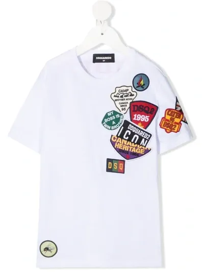 Dsquared2 Teen Multi-logo Patches T-shirt In White