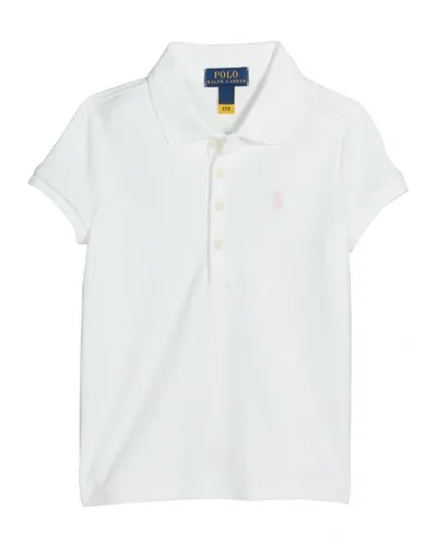 Ralph Lauren Kids' Girl's Logo Embroidered Short-sleeve Polo Shirt In White