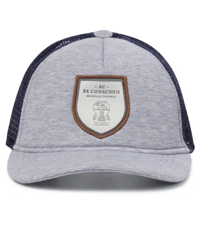 Brunello Cucinelli Kids' Be Conscious Patch Cap In Grey