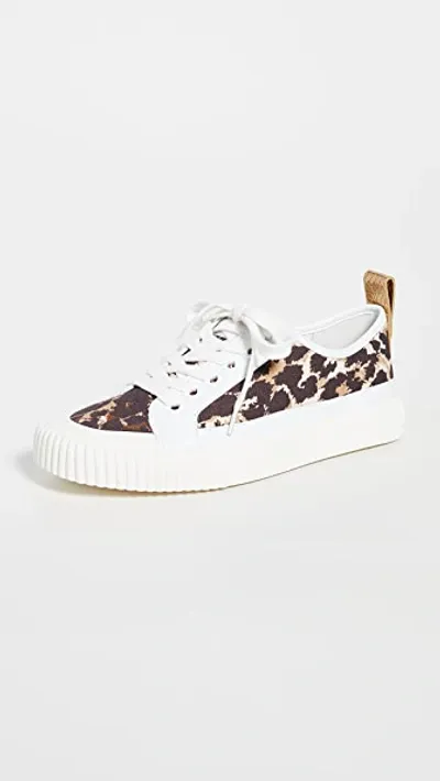 Veronica Beard Parise Leather-trimmed Leopard-print Canvas Sneakers In Splashy Leopard