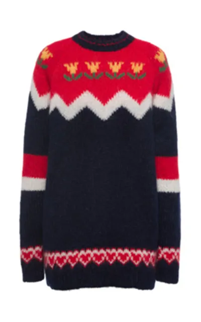 Miu Miu Intarsia Mohair-blend Sweater In Multicolor