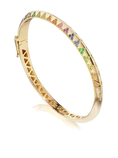 Harwell Godfrey 18k Yellow Gold Knife Edge Rainbow Sapphire Bracelet