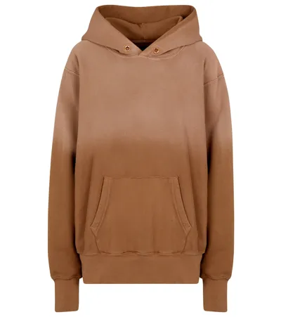 Les Tien Gradient Crop Cotton Sweatshirt Hoodie In Brown