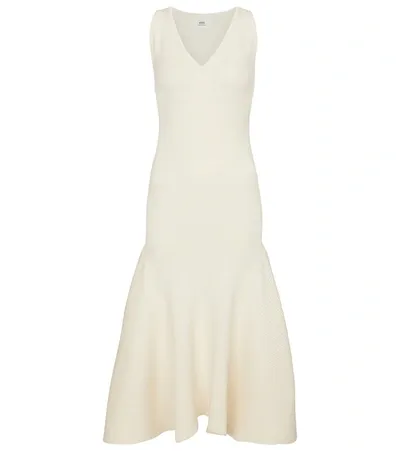 Ami Alexandre Mattiussi Knit Sleeveless Long Dress W/ruffles In Neutrals